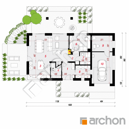 Проект дома ARCHON+ Дом в гранадиллах План першого поверху