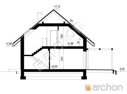 Проект дома ARCHON+ Дом в смородине 3 (Е) Розріз будинку