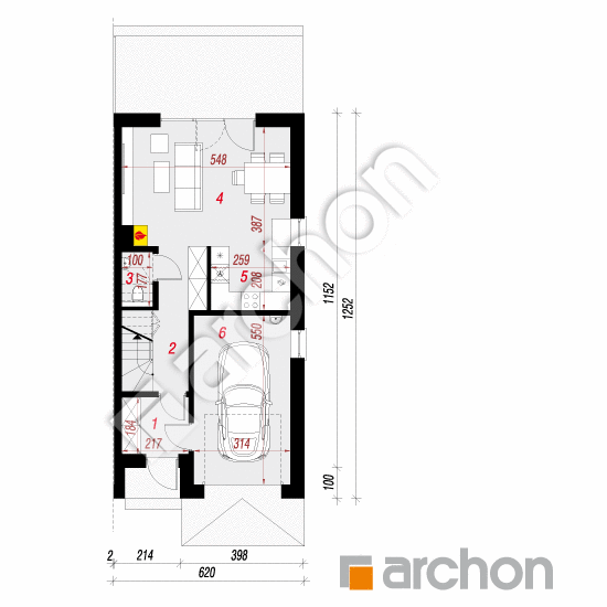 Проект дома ARCHON+ Дом в ривиях 5 (ГБ) вер.2 План першого поверху