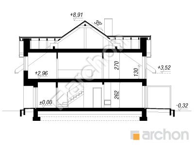 Проєкт будинку ARCHON+ Будинок в рівіях 5 (ГБ) вер.2 Розріз будинку