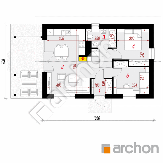 Проект будинку ARCHON+ Будинок в коручках План першого поверху