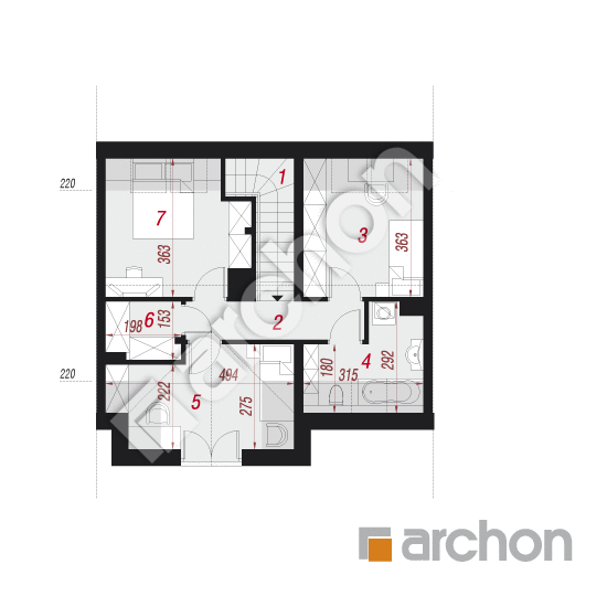 Проект дома ARCHON+ Дом в гунерах (С) вер. 2 План мансандри