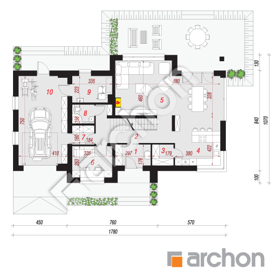 Проект дома ARCHON+ Дом в аурорах 5 (Г) План першого поверху