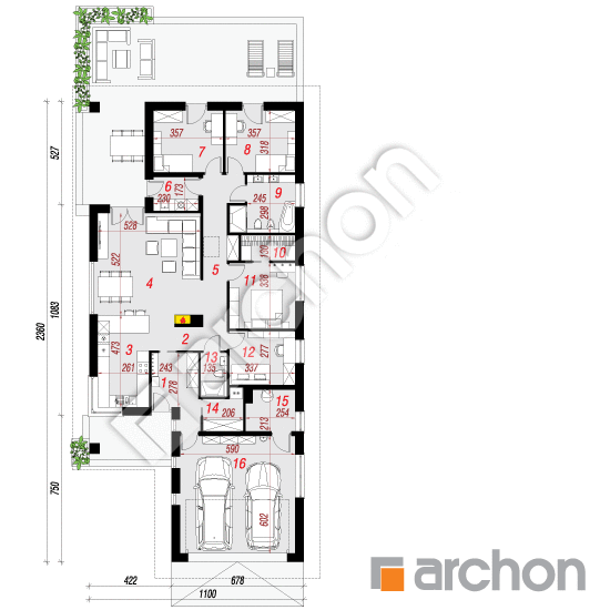 Проект дома ARCHON+ Дом в андромедах 2 (Г2) План першого поверху