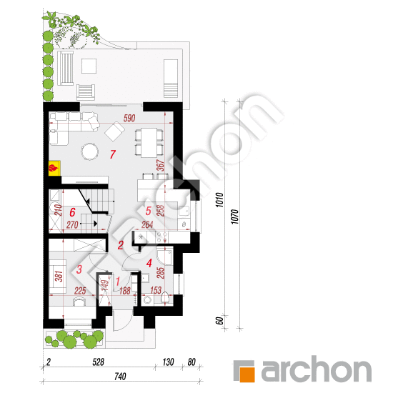 Проект дома ARCHON+ Дом в клематисах (Б) План першого поверху