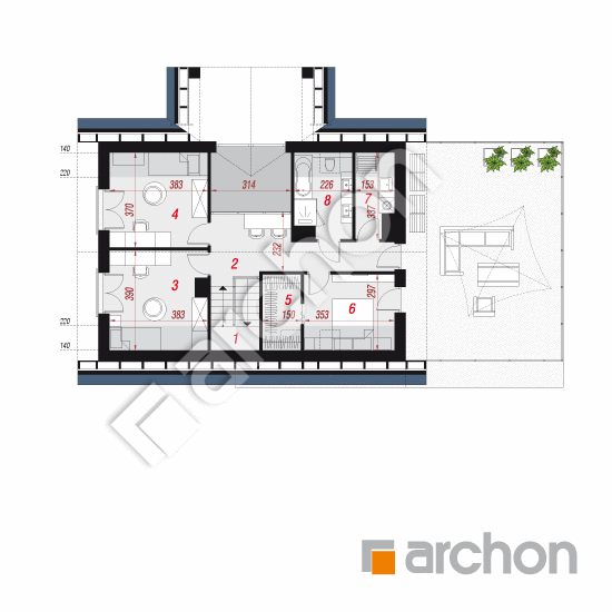 Проект будинку ARCHON+ Будинок в гранаділах (Г2) План мансандри