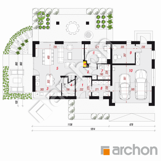 Проект будинку ARCHON+ Будинок в гранаділах (Г2) План першого поверху