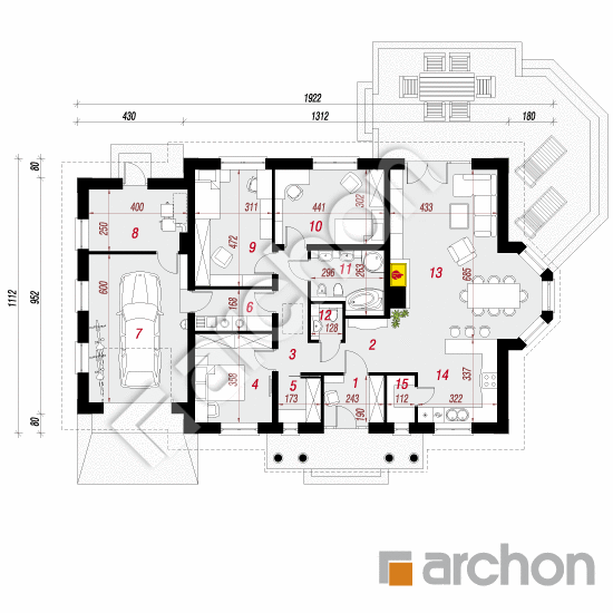 Проект будинку ARCHON+ Будинок під червоною горобиною 6 (ГТ) План першого поверху