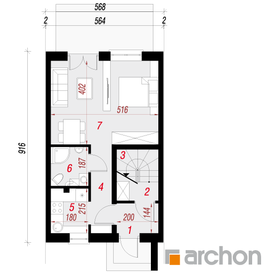 Проект будинку ARCHON+ Будинок під мигдалем вер. 2 План першого поверху