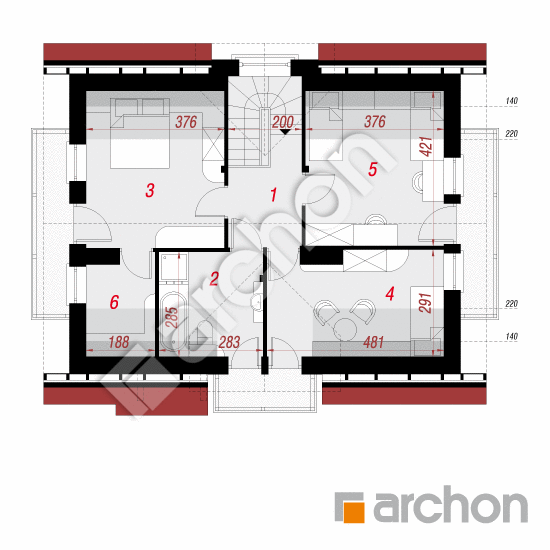 Проект будинку ARCHON+ Будинок в солодках 2 вер.2 План мансандри