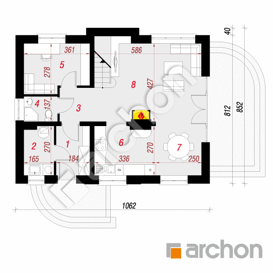 Проект будинку ARCHON+ Будинок в солодках 2 вер.2 План першого поверху