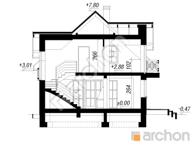 Проєкт будинку ARCHON+ Будинок в солодках 2 вер.2 Розріз будинку