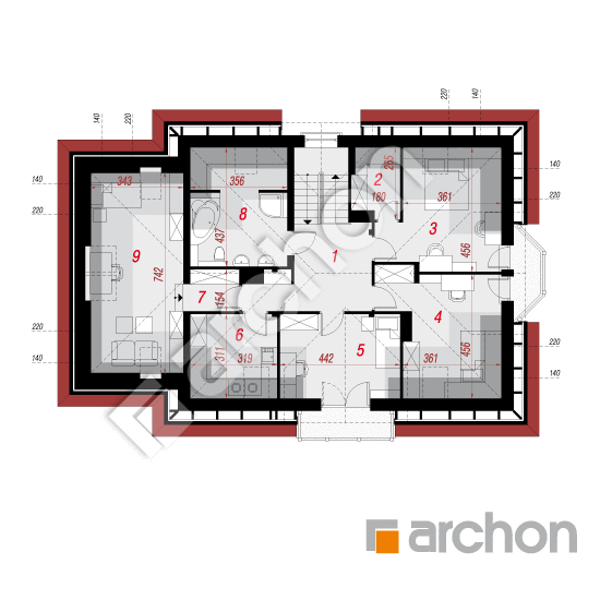 Проект будинку ARCHON+ Будинок в ехінацеях 2 вер.2 План мансандри