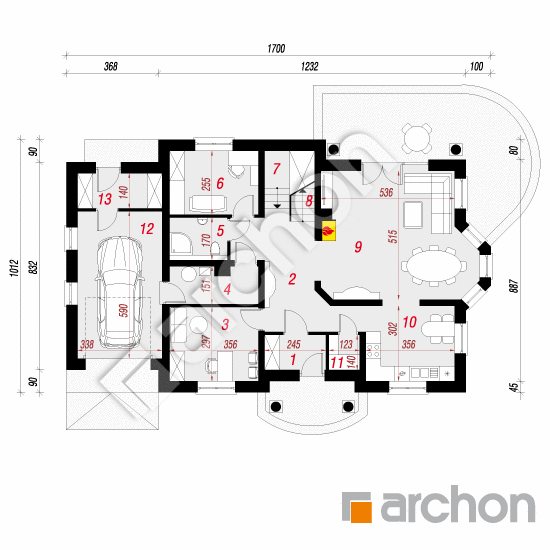 Проект будинку ARCHON+ Будинок в ехінацеях 2 вер.2 План першого поверху