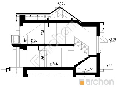 Проект дома ARCHON+ Дом в эхинацеях 2 вер.2 Розріз будинку