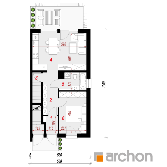 Проект дома ARCHON+ Дом в фиалках 8 (Р2Б) План першого поверху