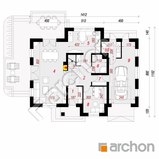 Проект будинку ARCHON+ Будинок в альпінах вер.2 План першого поверху