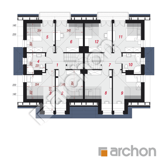 Проект дома ARCHON+ Дом в клематисах 9 (Т) вер. 2 План мансандри
