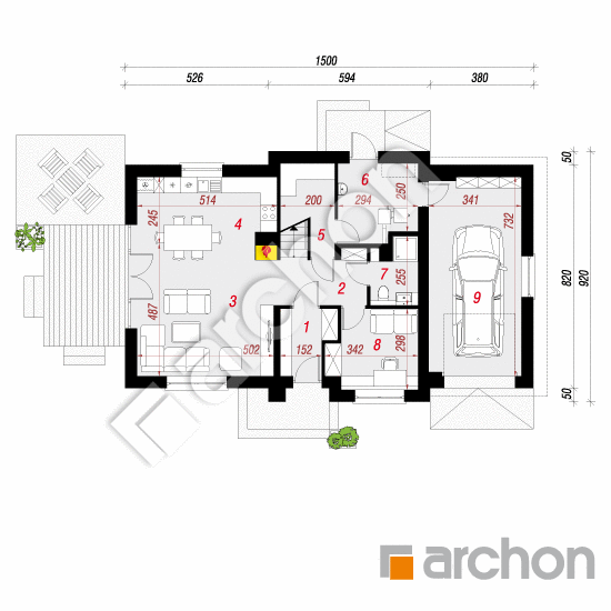 Проект будинку ARCHON+ Будинок в хлорофітумі 7 (Г) План першого поверху