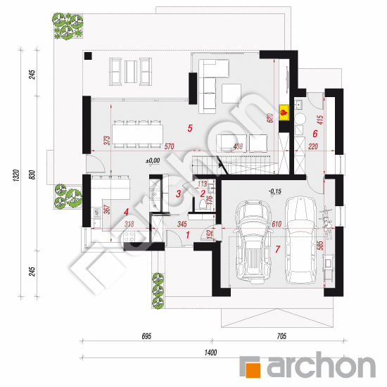 Проект будинку ARCHON+ Вілла Міранда 2 (Г2) План першого поверху