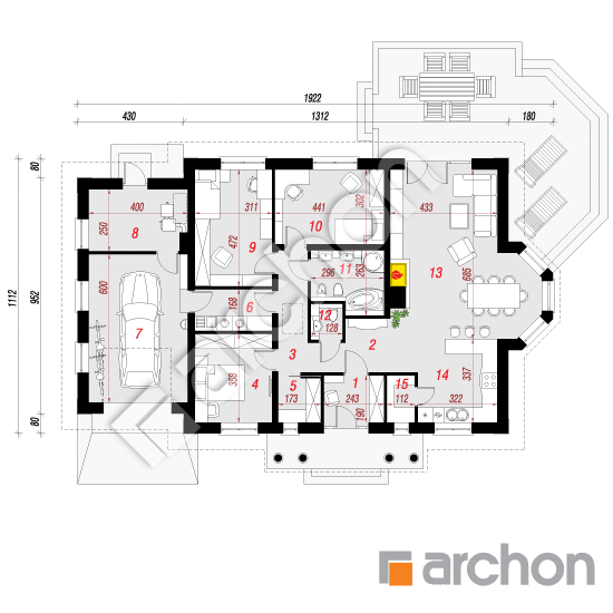 Проект будинку ARCHON+ Будинок під червоною горобиною 6 (Г) План першого поверху