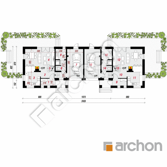 Проект дома ARCHON+ Дом в мирте 4 (Р2) вер.2 План першого поверху