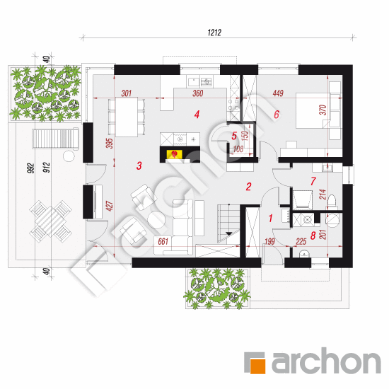 Проект дома ARCHON+ Дом в амариллисах 8 План першого поверху