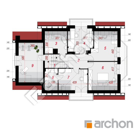 Проект будинку ARCHON+ Будинок в матіоллах 2 (П) вер. 2 План мансандри