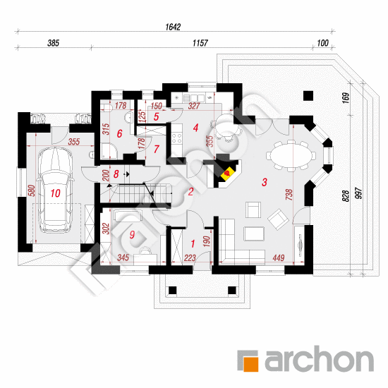 Проект дома ARCHON+ Дом в матиоллах 2 (П) вер. 2 План першого поверху