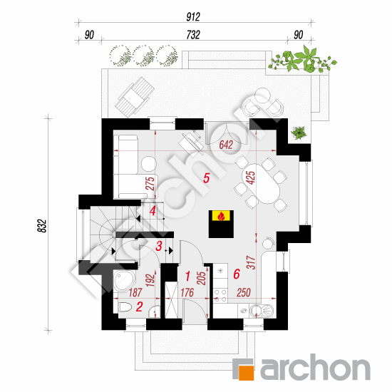 Проект дома ARCHON+ Дом в винограде (ПН) вер. 2 План першого поверху