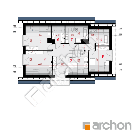 Проект дома ARCHON+ Дом в рододендронах 16 (П) План мансандри