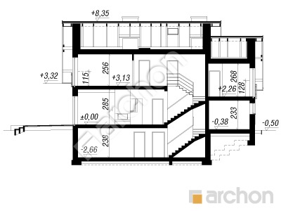 Проект дома ARCHON+ Дом в рододендронах 16 (П) Розріз будинку