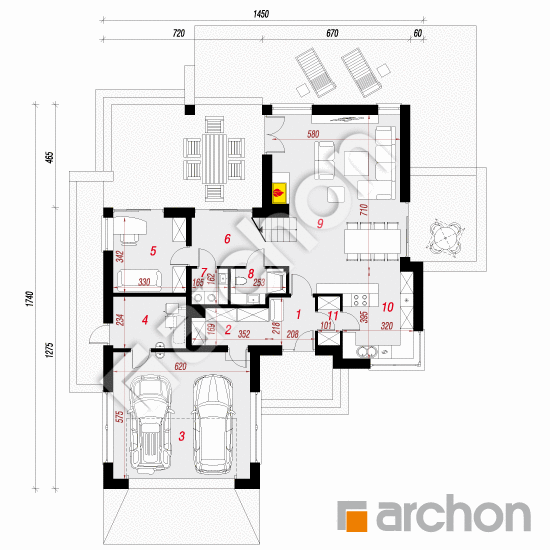 Проект дома ARCHON+ Вилла Эмилия  План першого поверху