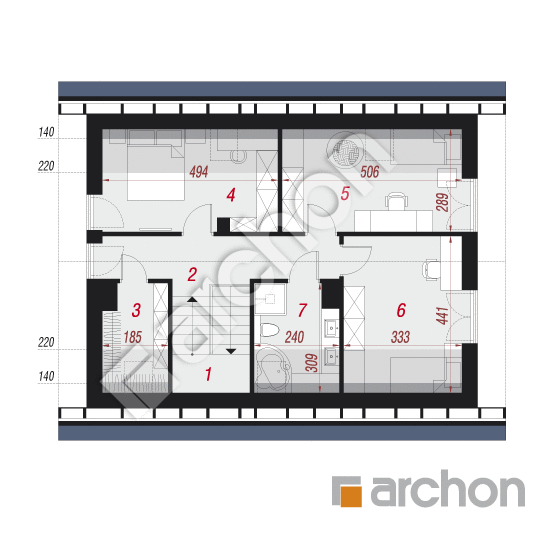 Проект дома ARCHON+ Дом в рубеллах План мансандри