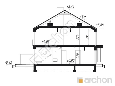 Проект дома ARCHON+ Дом в тунбергиях (Б) Розріз будинку