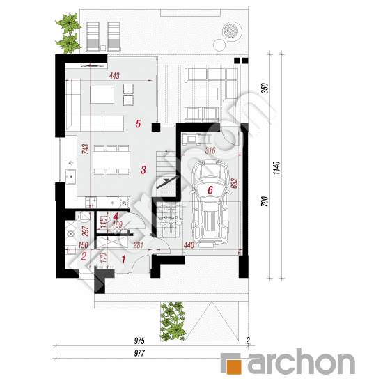 Проект дома ARCHON+ Дом в цитронах (Б) План першого поверху