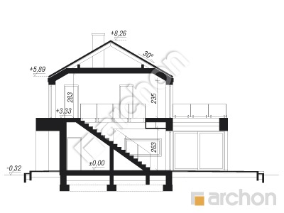 Проєкт будинку ARCHON+ Будинок в цитронах (Б) Розріз будинку