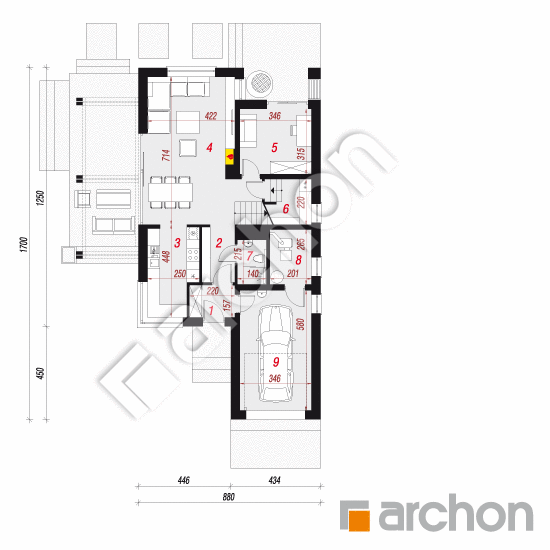 Проект дома ARCHON+ Дом под лукумой План першого поверху