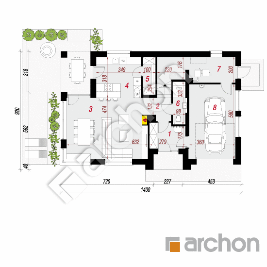 Проект будинку ARCHON+ Будинок в лободі План першого поверху