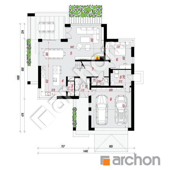 Проект будинку ARCHON+ Будинок у феліціях 2 (Г2) План першого поверху