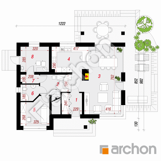 Проект будинку ARCHON+ Будинок в айдаредах 3 вер.2 План першого поверху