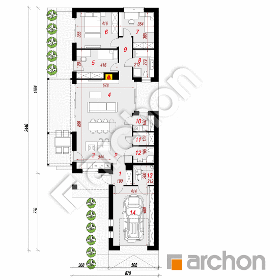 Проект будинку ARCHON+ Будинок в бродіах План першого поверху