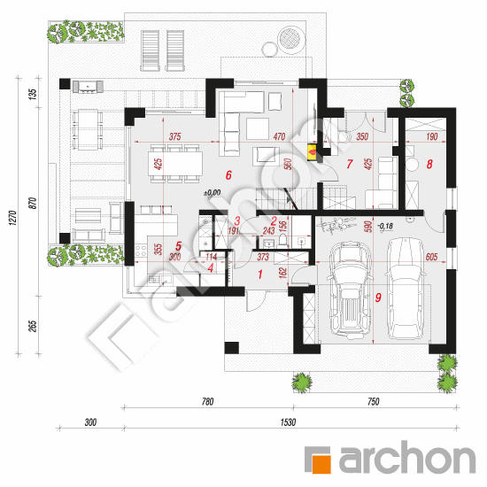 Проект будинку ARCHON+ Вілла Міранда 15 (Г2) План першого поверху