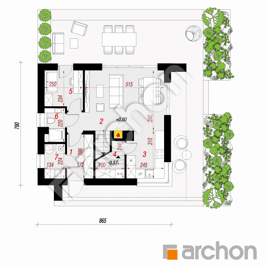 Проект дома ARCHON+ Дом в малиновках 24 (А) План першого поверху
