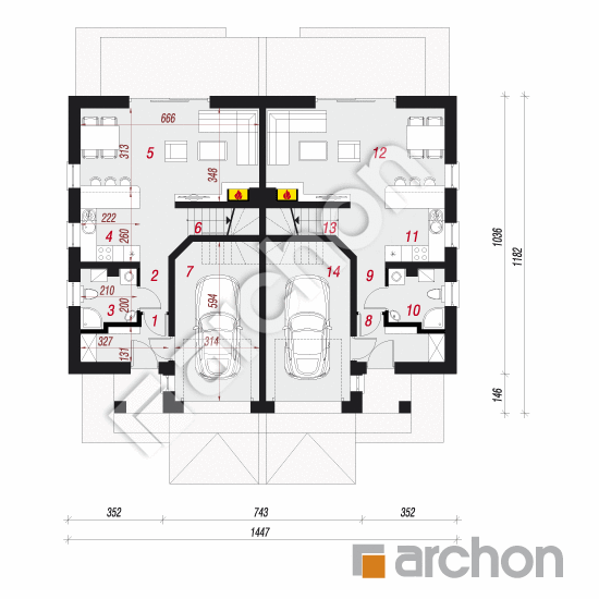 Проект дома ARCHON+ Дом в клематисах 18 вер. 2 План першого поверху