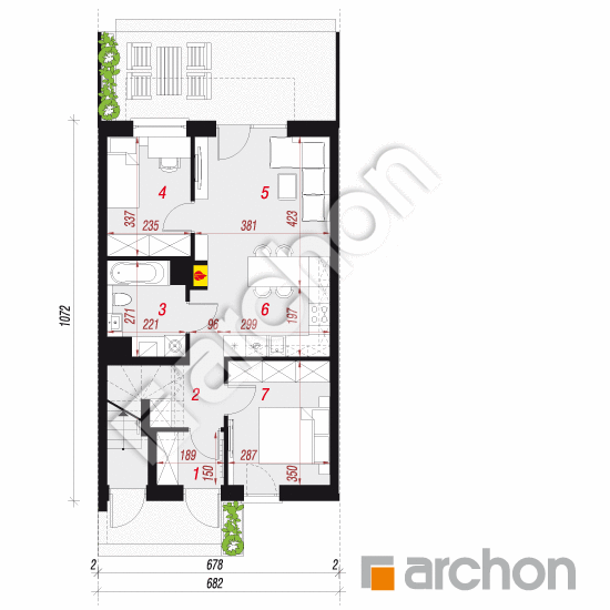 Проект будинку ARCHON+ Будинок в фіалках (Р2СА) вер.2 План першого поверху