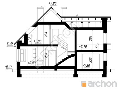 Проєкт будинку ARCHON+ Будинок у винограді 2 вер.2 Розріз будинку
