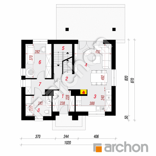 Проект будинку ARCHON+ Будинок в хлорофітумі 5 (П) План першого поверху