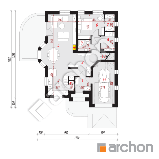 Проект будинку ARCHON+ Будинок в зірках вер.2 План першого поверху