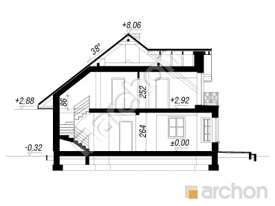Проект дома ARCHON+ Дом в зорьках вер.2 Розріз будинку